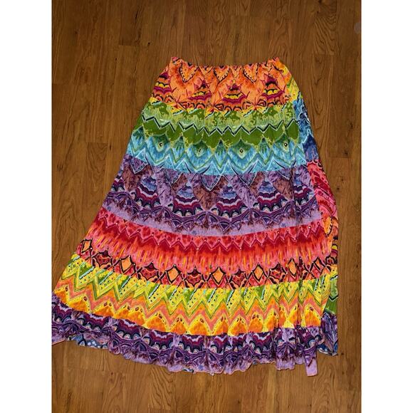 Mystique Aura Boho Hippie Rainbow Sequined Maxi Skirt Festival Medium Unique - Picture 1 of 5